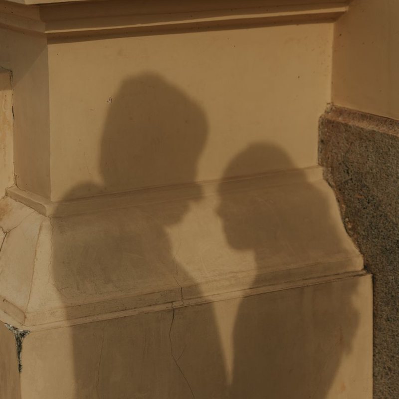 Shadows on a stone wall